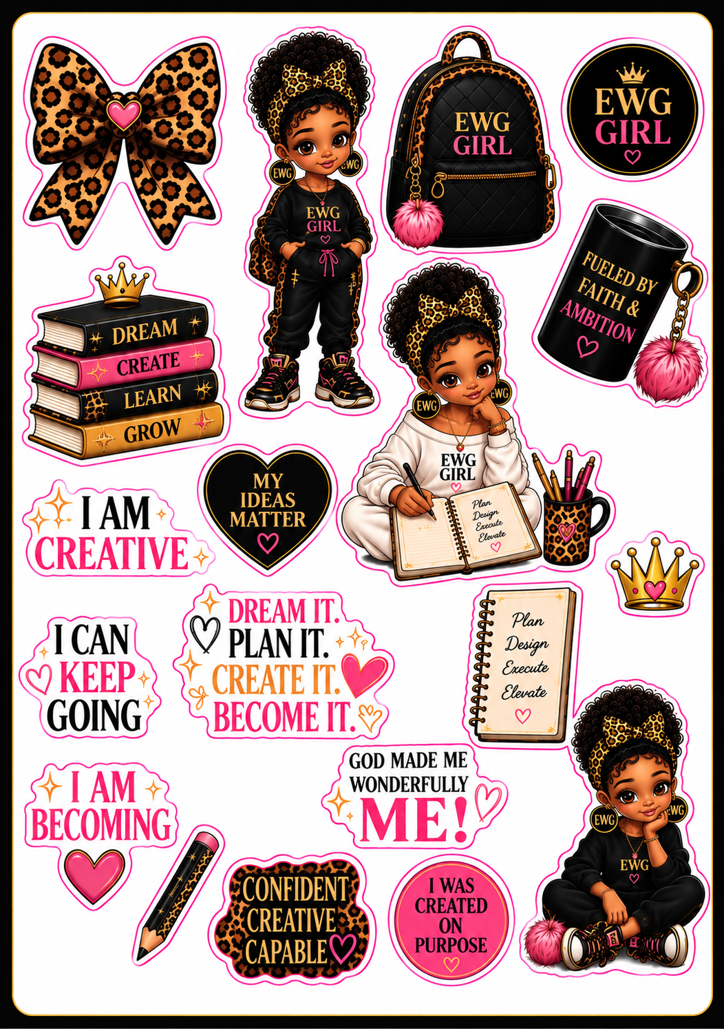EWG GIRL™ Collection 01 — 16 Die-Cut Stickers