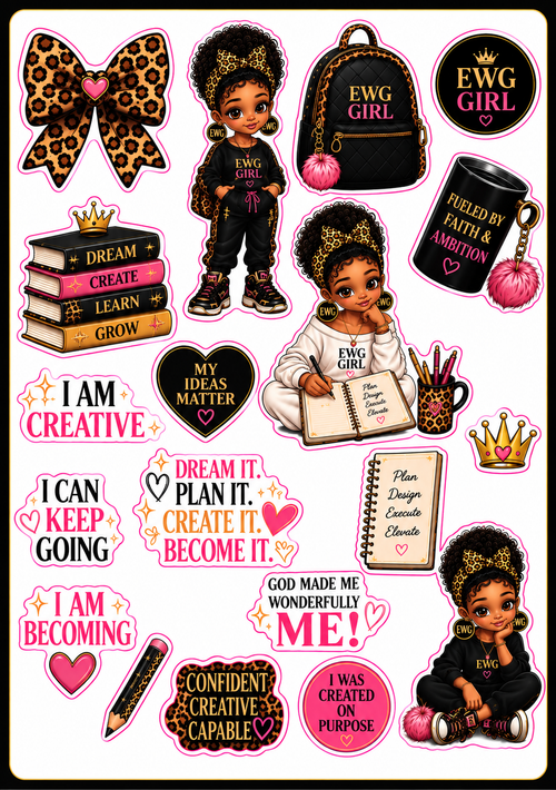 EWG GIRL™ Collection 01 — 16 Die-Cut Stickers