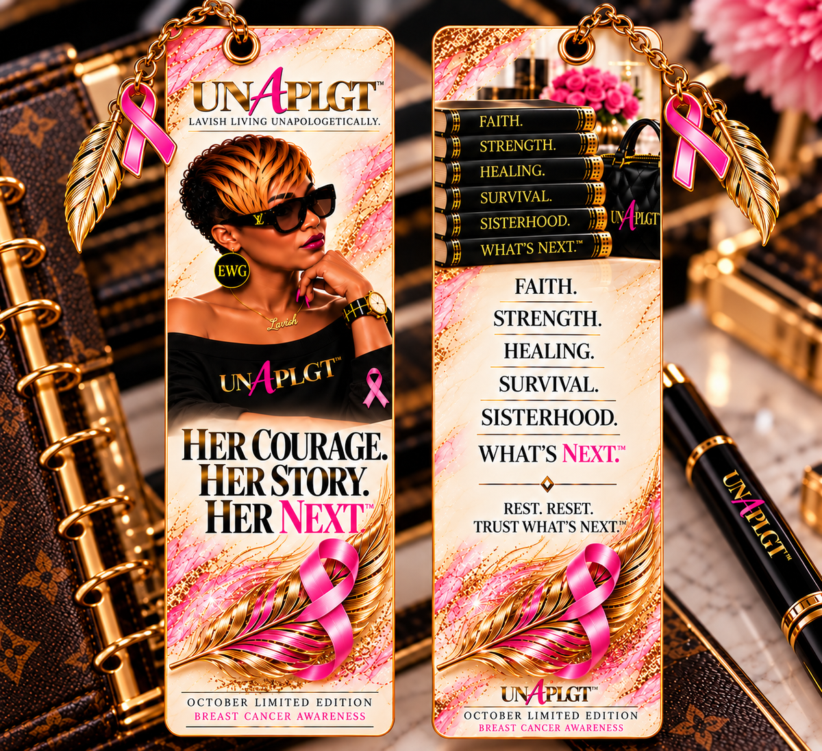 UNAPLGT™ OCTOBER LIMITED EDITION BREAST CANCER AWARENESS DASHBOARD + BOOKMARK SET
